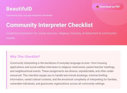 Checklist for Community Interpreters