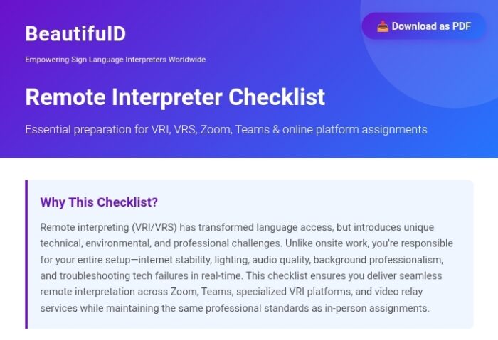 Checklist for Remote Interpreters