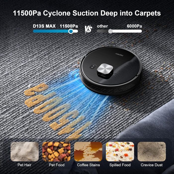 Vacuum Cleaner and Mop (Robot): 11500 Pa Suction, 3-in-1 Robotic Vacuum with Smart LiDAR Navigation